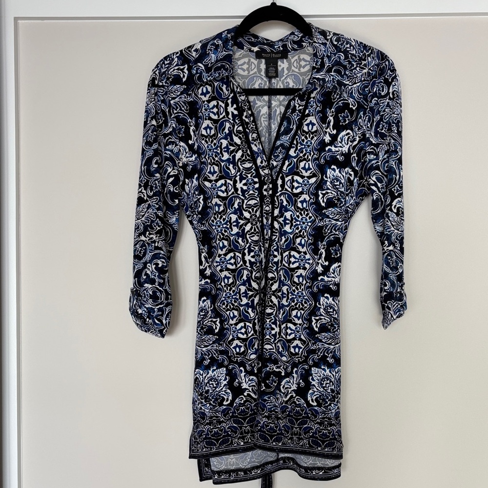 WHBM Blue and Black Patterned long shirt or shirt dress